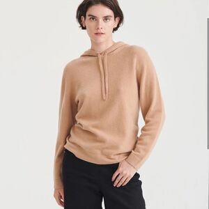 Naadam Off Duty Cashmere Sweater Hoodie Camel Beige